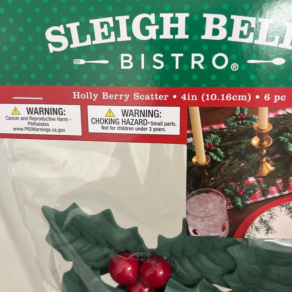 Red and Black Plaid Tablecloth and holly berry scatter